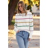 image:imageWomens Sweaters Fall Fashion 2026 Long Sleeve Button Cuff Soft Knit Pullover Trendy Tops Dressy Casual BlousesWhite Stripes