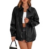 image:imageXIEERDUO Leather Jacket Women Fall Outfits 2026 Oversized Motorcycle Y2K Clothes Faux Leather Pocket Winter Coats Zip UpBlack
