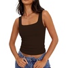 image:imageXIEERDUO Womens Square Neck Fitted Tank Tops Slim Fit Shirts 2026 Basic Spring Coffee 2XL