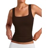 image:imageXIEERDUO Womens Square Neck Fitted Tank Tops Slim Fit Shirts 2026 Basic Spring Coffee 2XL