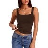 image:imageXIEERDUO Womens Square Neck Fitted Tank Tops Slim Fit Shirts 2026 Basic Spring Coffee 2XL