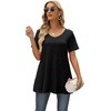 image:imageXIEERDUO Womens T Shirts Summer Casual Tees Short Sleeve V Neck Tops with PocketsA1black