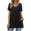 image:imageXIEERDUO Womens T Shirts Summer Casual Tees Short Sleeve V Neck Tops with PocketsA1black