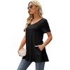 image:imageXIEERDUO Womens T Shirts Summer Casual Tees Short Sleeve V Neck Tops with PocketsA1black