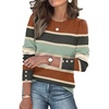 image:imageWomens Sweaters Fall Fashion 2026 Long Sleeve Button Cuff Soft Knit Pullover Trendy Tops Dressy Casual Blouses0stripe