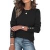 image:imageWomens Sweaters Fall Fashion 2026 Long Sleeve Button Cuff Soft Knit Pullover Trendy Tops Dressy Casual BlousesBlack