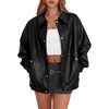 image:imageXIEERDUO Leather Jacket Women Fall Outfits 2026 Oversized Motorcycle Y2K Clothes Faux Leather Pocket Winter Coats Zip UpBlack