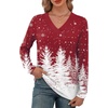 image:imageXIEERDUO Long Sleeve Shirts for Women V Neck Fall Tops Basic Tunic Tops Loose Fit Dressy 2026Christmas Print1