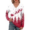 image:imageXIEERDUO Long Sleeve Shirts for Women V Neck Fall Tops Basic Tunic Tops Loose Fit Dressy 2026Christmas Print2