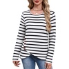 image:imageXIEERDUO Tunic Sweaters for Women Long Sleeve Shirts Crew Neck Tops with Buttons Fall Fashion Outfits Winter ClothingBlack White Striped