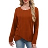 image:imageXIEERDUO Tunic Sweaters for Women Long Sleeve Shirts Crew Neck Tops with Buttons Fall Fashion Outfits Winter ClothingCaramel Brown