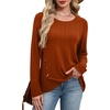 image:imageXIEERDUO Tunic Sweaters for Women Long Sleeve Shirts Crew Neck Tops with Buttons Fall Fashion Outfits Winter ClothingCaramel Brown