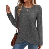 image:imageXIEERDUO Tunic Sweaters for Women Long Sleeve Shirts Crew Neck Tops with Buttons Fall Fashion Outfits Winter ClothingCharcoal Gray