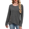image:imageXIEERDUO Tunic Sweaters for Women Long Sleeve Shirts Crew Neck Tops with Buttons Fall Fashion Outfits Winter ClothingCharcoal Gray