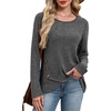 image:imageXIEERDUO Tunic Sweaters for Women Long Sleeve Shirts Crew Neck Tops with Buttons Fall Fashion Outfits Winter ClothingCharcoal Gray
