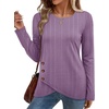 image:imageXIEERDUO Tunic Sweaters for Women Long Sleeve Shirts Crew Neck Tops with Buttons Fall Fashion Outfits Winter ClothingDusty Purple