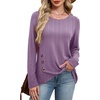 image:imageXIEERDUO Tunic Sweaters for Women Long Sleeve Shirts Crew Neck Tops with Buttons Fall Fashion Outfits Winter ClothingDusty Purple
