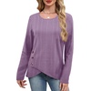 image:imageXIEERDUO Tunic Sweaters for Women Long Sleeve Shirts Crew Neck Tops with Buttons Fall Fashion Outfits Winter ClothingDusty Purple