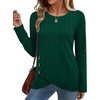 image:imageXIEERDUO Tunic Sweaters for Women Long Sleeve Shirts Crew Neck Tops with Buttons Fall Fashion Outfits Winter ClothingTeal Green