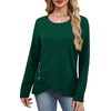 image:imageXIEERDUO Tunic Sweaters for Women Long Sleeve Shirts Crew Neck Tops with Buttons Fall Fashion Outfits Winter ClothingTeal Green