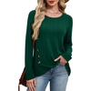 image:imageXIEERDUO Tunic Sweaters for Women Long Sleeve Shirts Crew Neck Tops with Buttons Fall Fashion Outfits Winter ClothingTeal Green