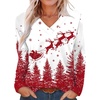 image:imageXIEERDUO Long Sleeve Shirts for Women V Neck Fall Tops Basic Tunic Tops Loose Fit Dressy 2026Christmas Print2