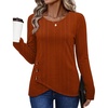 image:imageXIEERDUO Tunic Sweaters for Women Long Sleeve Shirts Crew Neck Tops with Buttons Fall Fashion Outfits Winter ClothingCaramel Brown