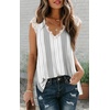 image:imageXIEERDUO Womens V Neck Lace Tank Tops Summer Casual Sleeveless Shirts Tops Side SplitAcstripe