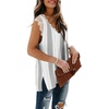 image:imageXIEERDUO Womens V Neck Lace Tank Tops Summer Casual Sleeveless Shirts Tops Side SplitAcstripe
