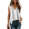 image:imageXIEERDUO Womens V Neck Lace Tank Tops Summer Casual Sleeveless Shirts Tops Side SplitAcstripe